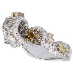 Ring from d'Avossa Ribbon Collection with White and Fancy Natural Diamonds