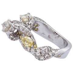 Ring from d'Avossa Ribbon Collection with White and Fancy Natural Diamonds