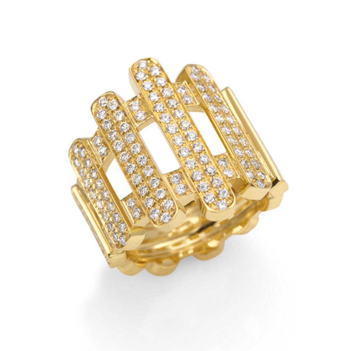 Taille brillant Bague de la collection « Moonlight » en or jaune 18 carats et diamants en vente