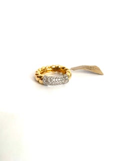 Rope Ring in 18K Yellow Gold with White Diamonds