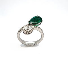 Ring Gia Diamonds Certified Emerald Withe Gold 18 Carats