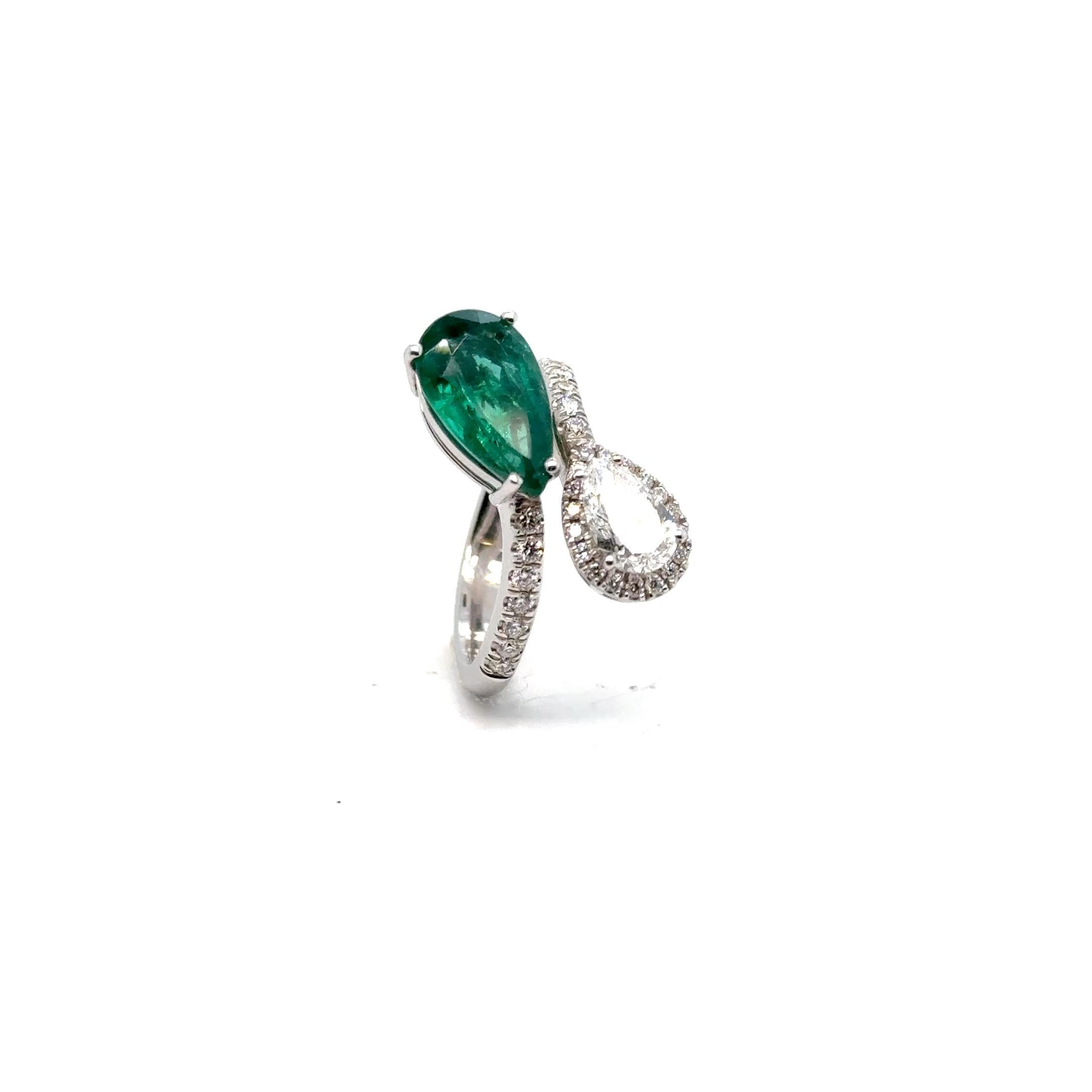 Ring Gia Diamanten zertifizierter Smaragd mit Gold 18 Karat im Zustand „Neu“ im Angebot in Vannes, FR