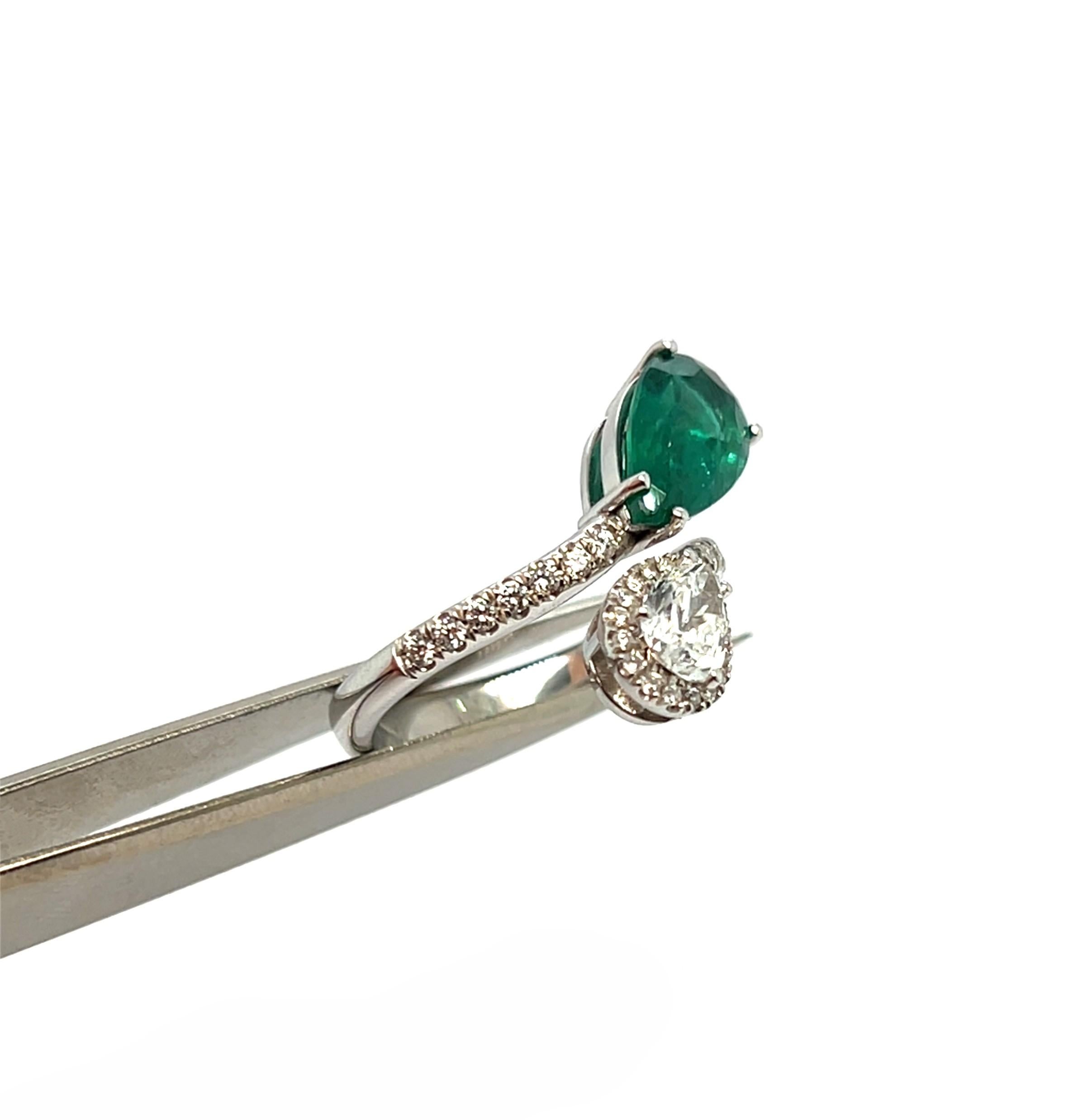Ring Gia Diamanten zertifizierter Smaragd mit Gold 18 Karat im Zustand „Neu“ im Angebot in Vannes, FR