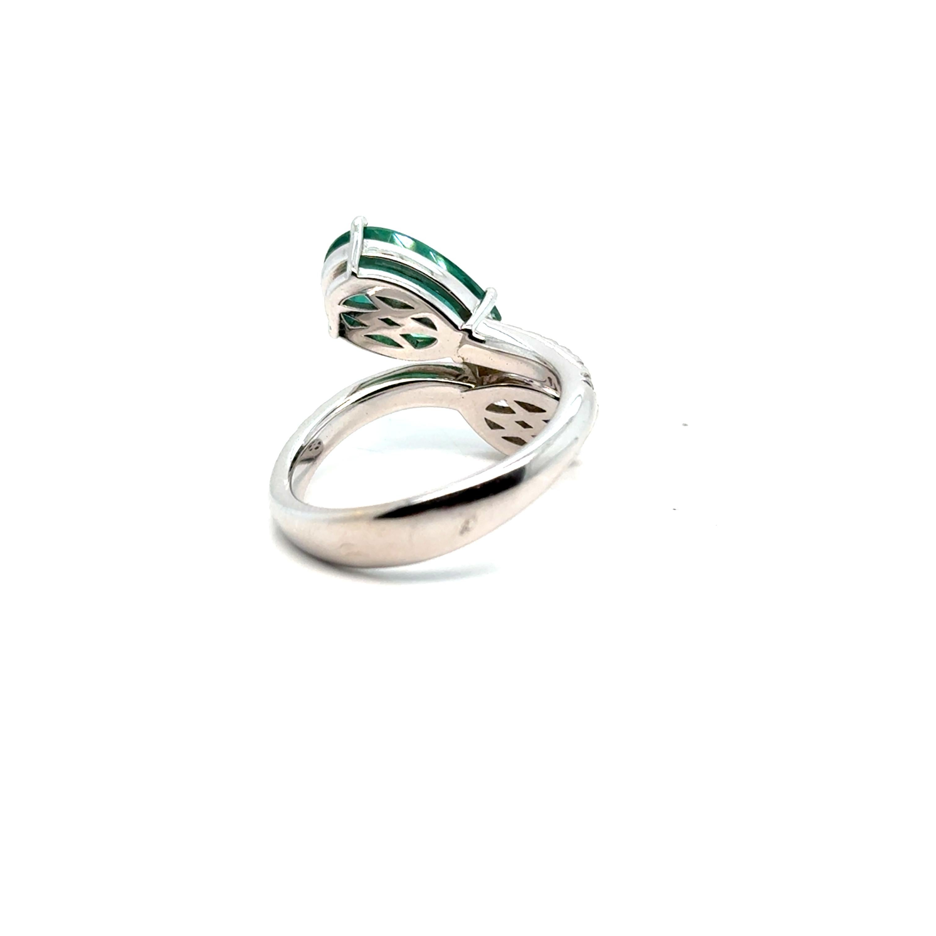 Ring Gia Diamanten zertifizierter Smaragd mit Gold 18 Karat Damen im Angebot