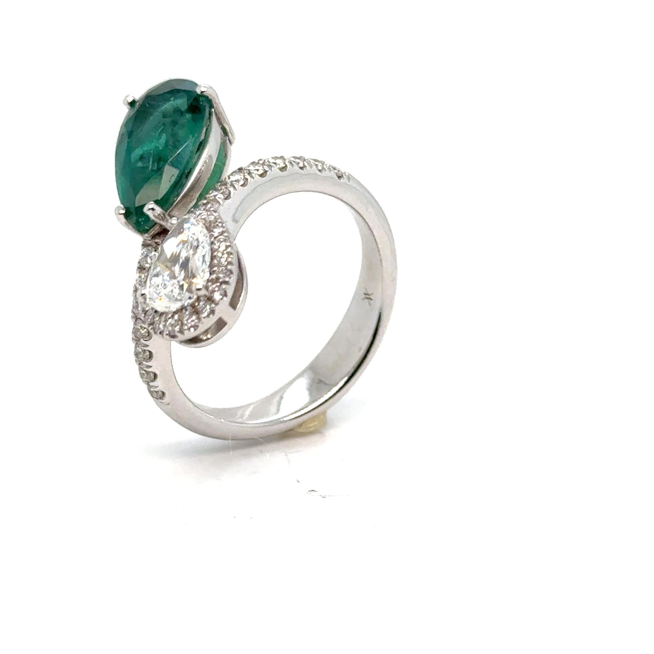 Ring Gia Diamanten zertifizierter Smaragd mit Gold 18 Karat im Angebot 2