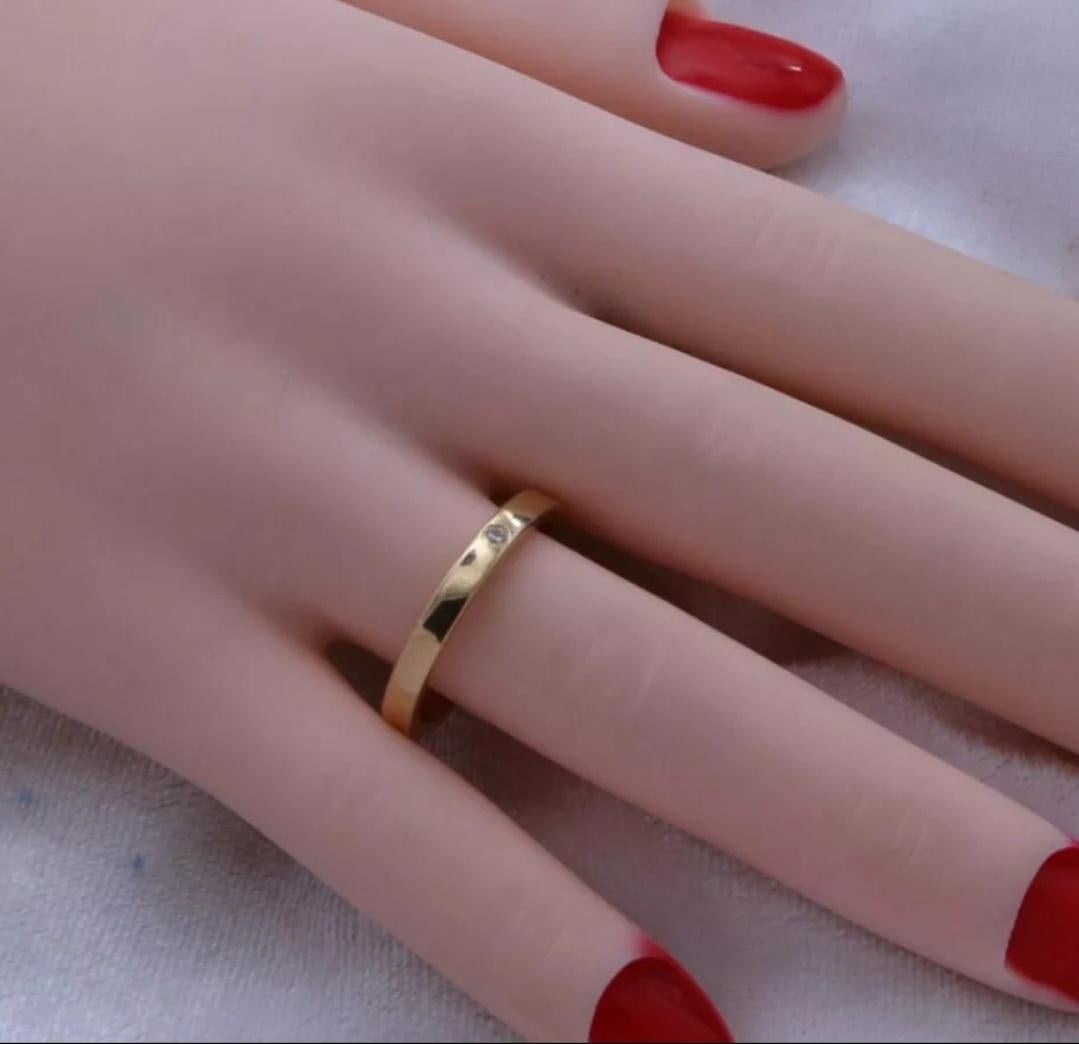 Art déco Ring Gold Diamond Engagement Bezel 14K Yellow Set Round Cut Wedding Band en vente