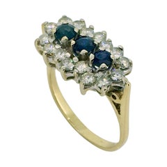 Ring, Gold, Diamond, Sapphire, 0.90 Carat Diamonds, 1970
