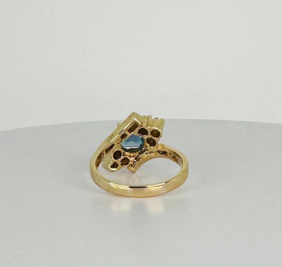Ring yellow gold 14k with 0.48 carat diamonds and blue spinel of 1.28 carat 2