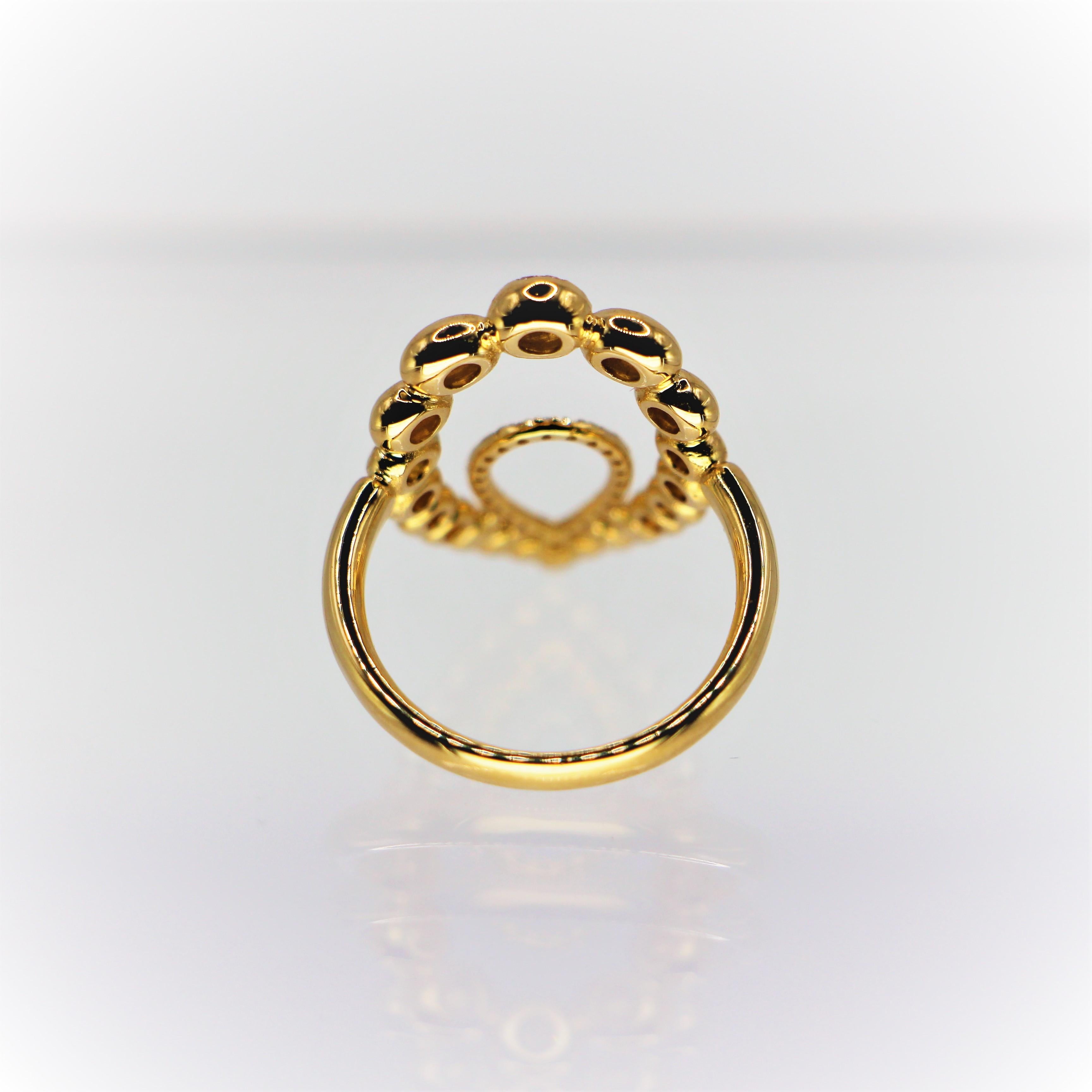 For Sale:  Ring Granulation Technique Pear Shape 18Kt Yellow Gold Brillant Cut Diamonds 6