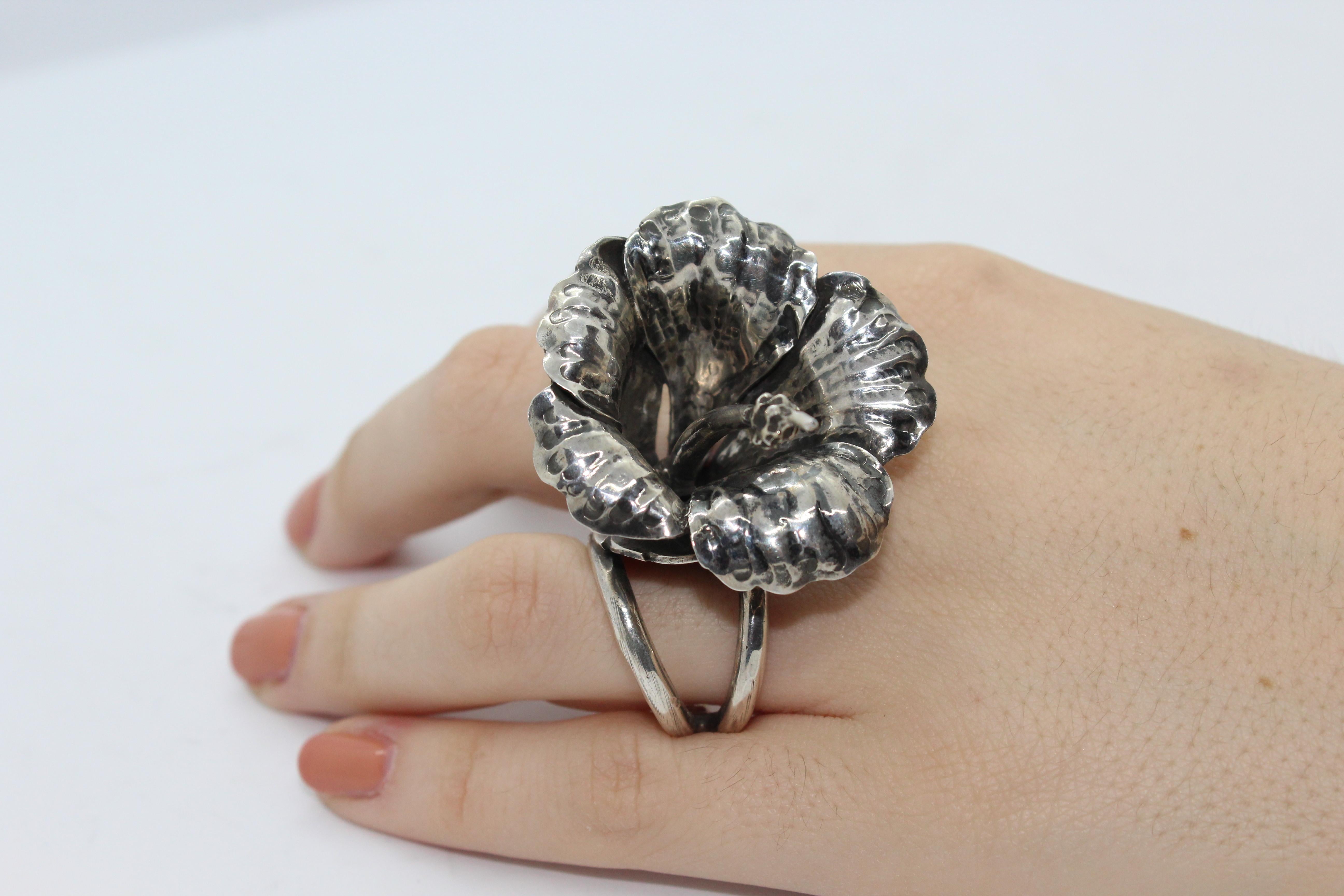 Moderne Bague, Hawaïenne, Argent, Cadeau parfait, Cadeau unique, Hand Made, Italie en vente