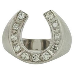Vintage Ring 'Horseshoe' with Octagonal Diamonds Totaling Approx. 0.38 Ct