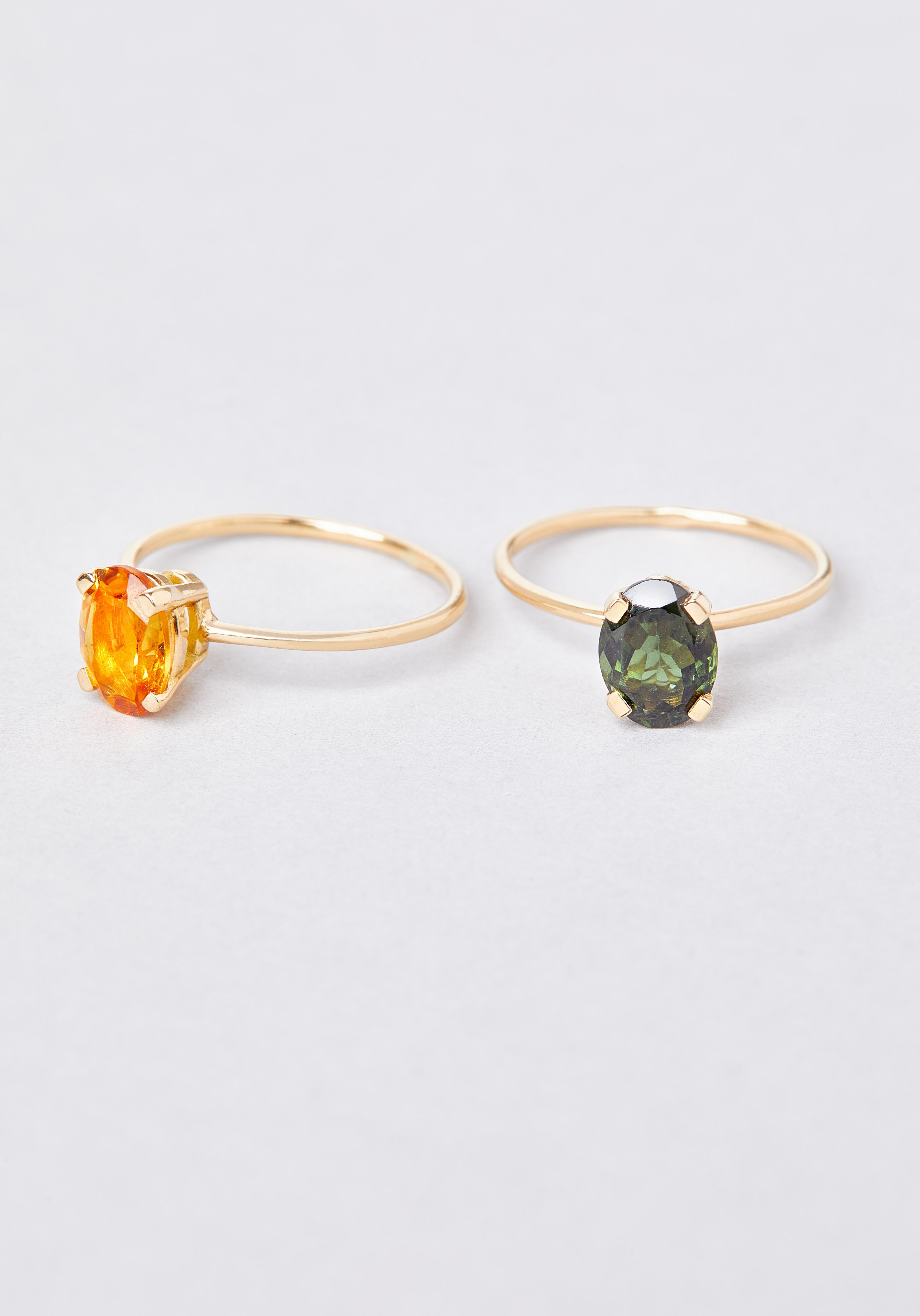 Oval Cut Ring Ikenna in 18k gold with green tourmaline For Sale