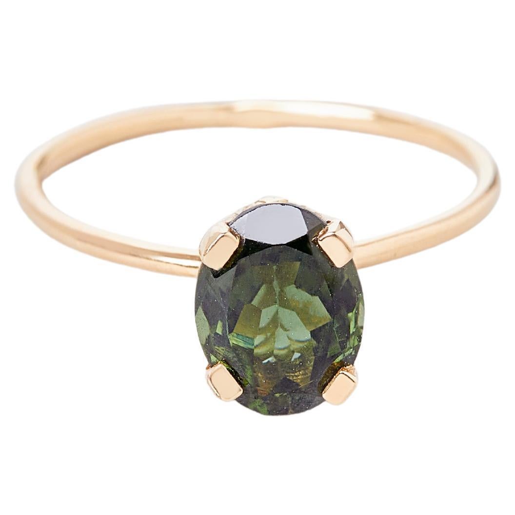 Ring Ikenna in 18k gold with green tourmaline For Sale
