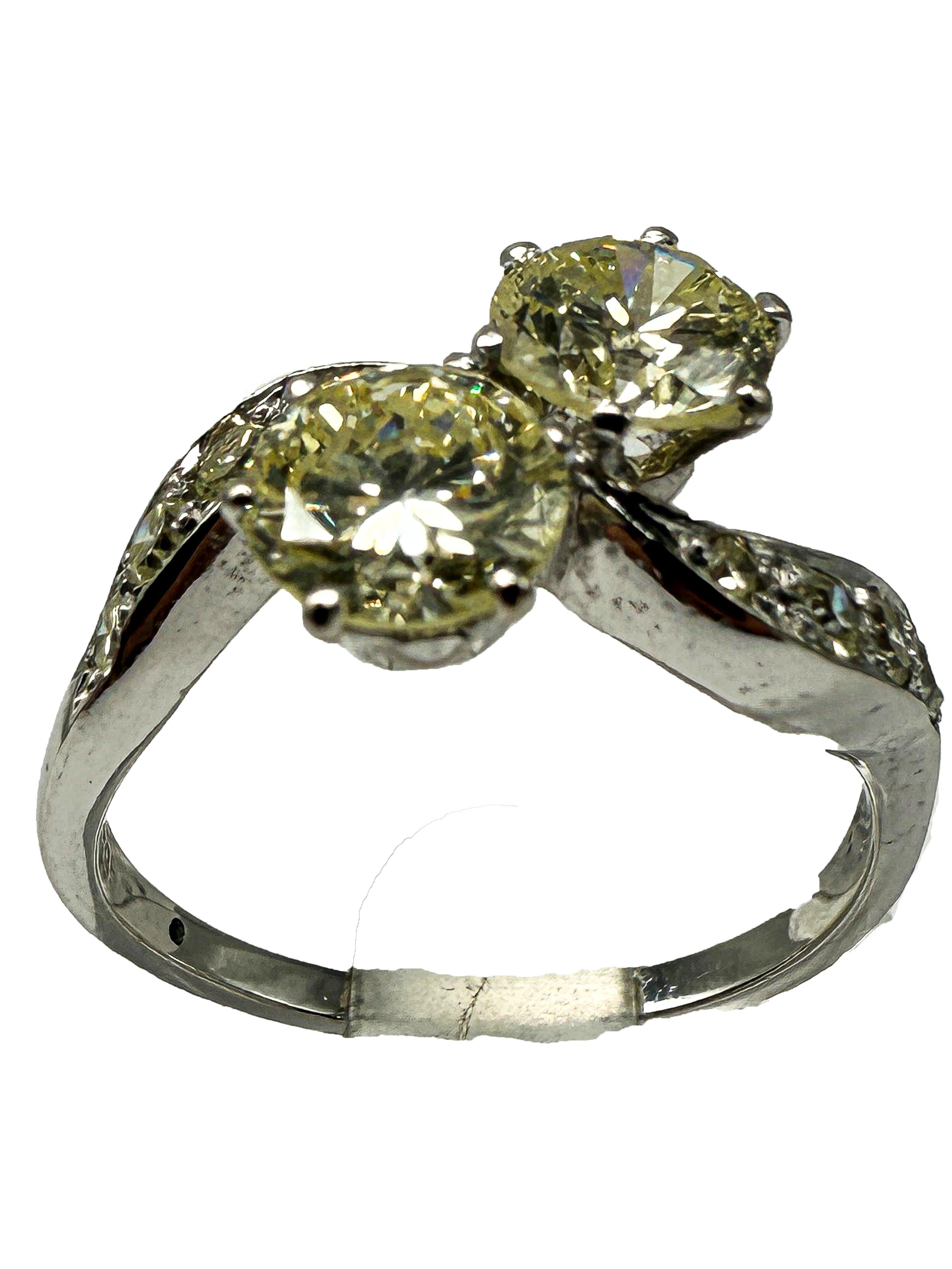 Modern Ring in 14K White Gold with Diamonds For Sale