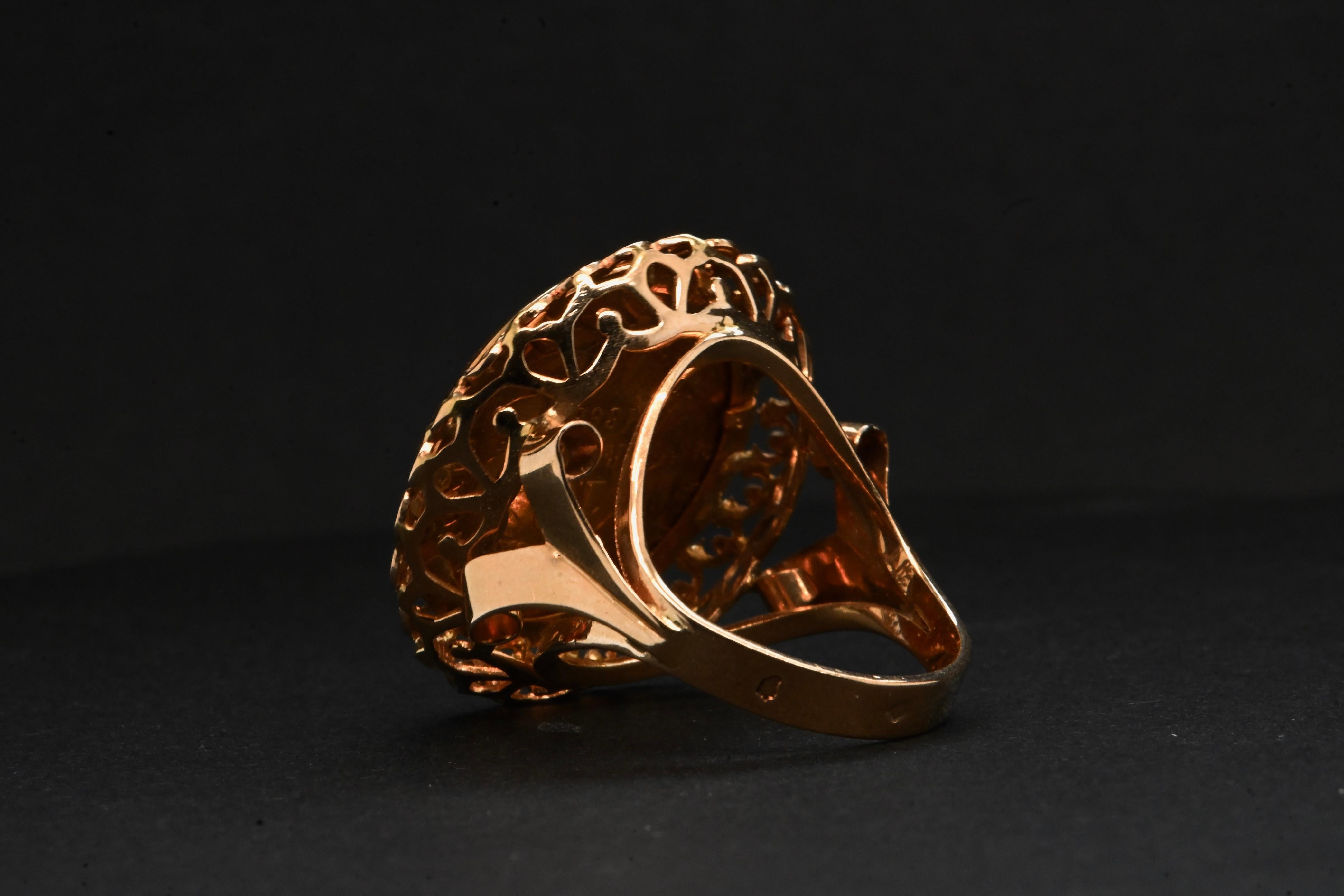 Ring In 18 Carat Gold Mounted On Ten Napoleon III 24 Carat Francs 1