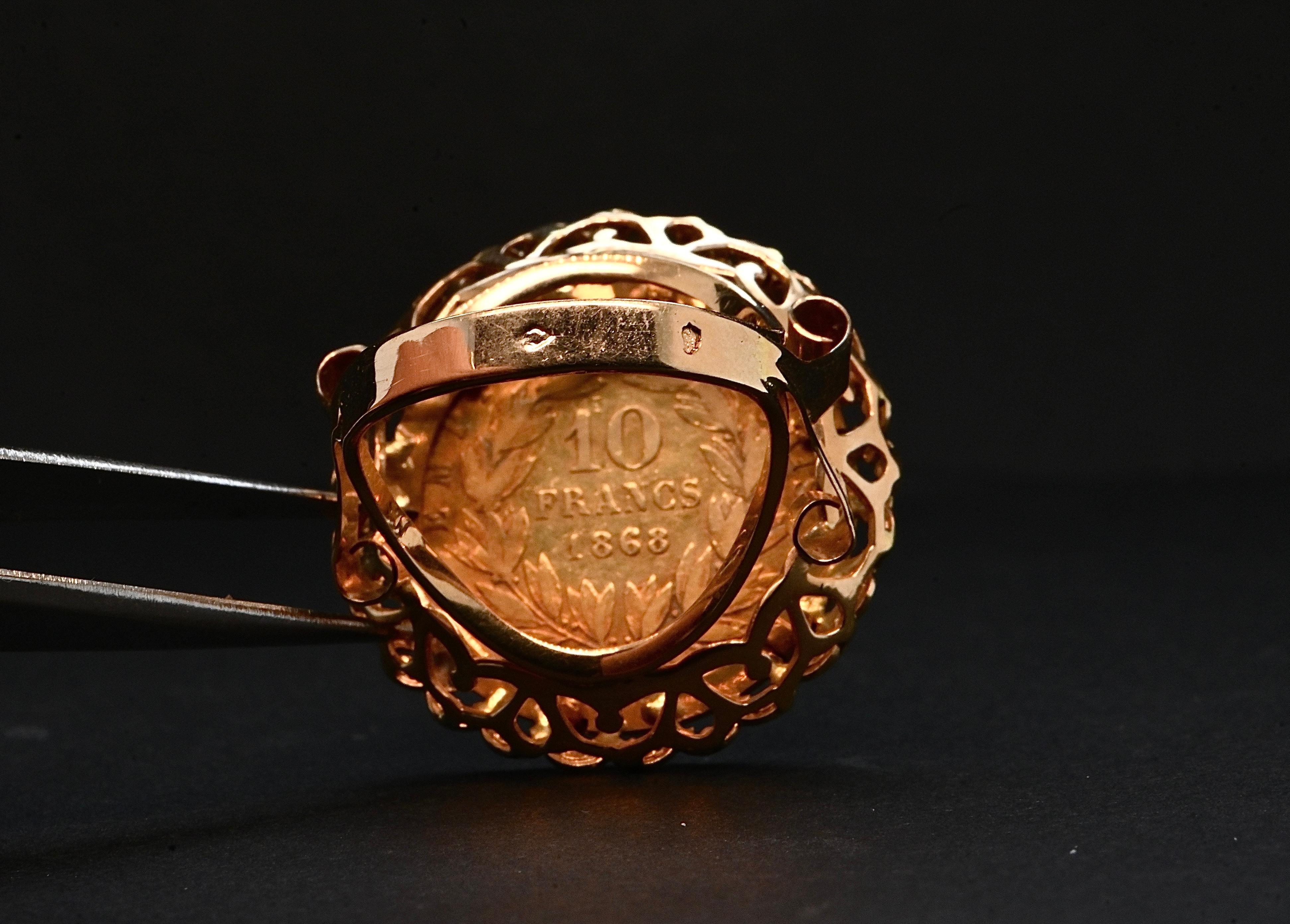 Ring In 18 Carat Gold Mounted On Ten Napoleon III 24 Carat Francs 3