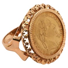 Ring In 18 Carat Gold Mounted On Ten Napoleon III 24 Carat Francs