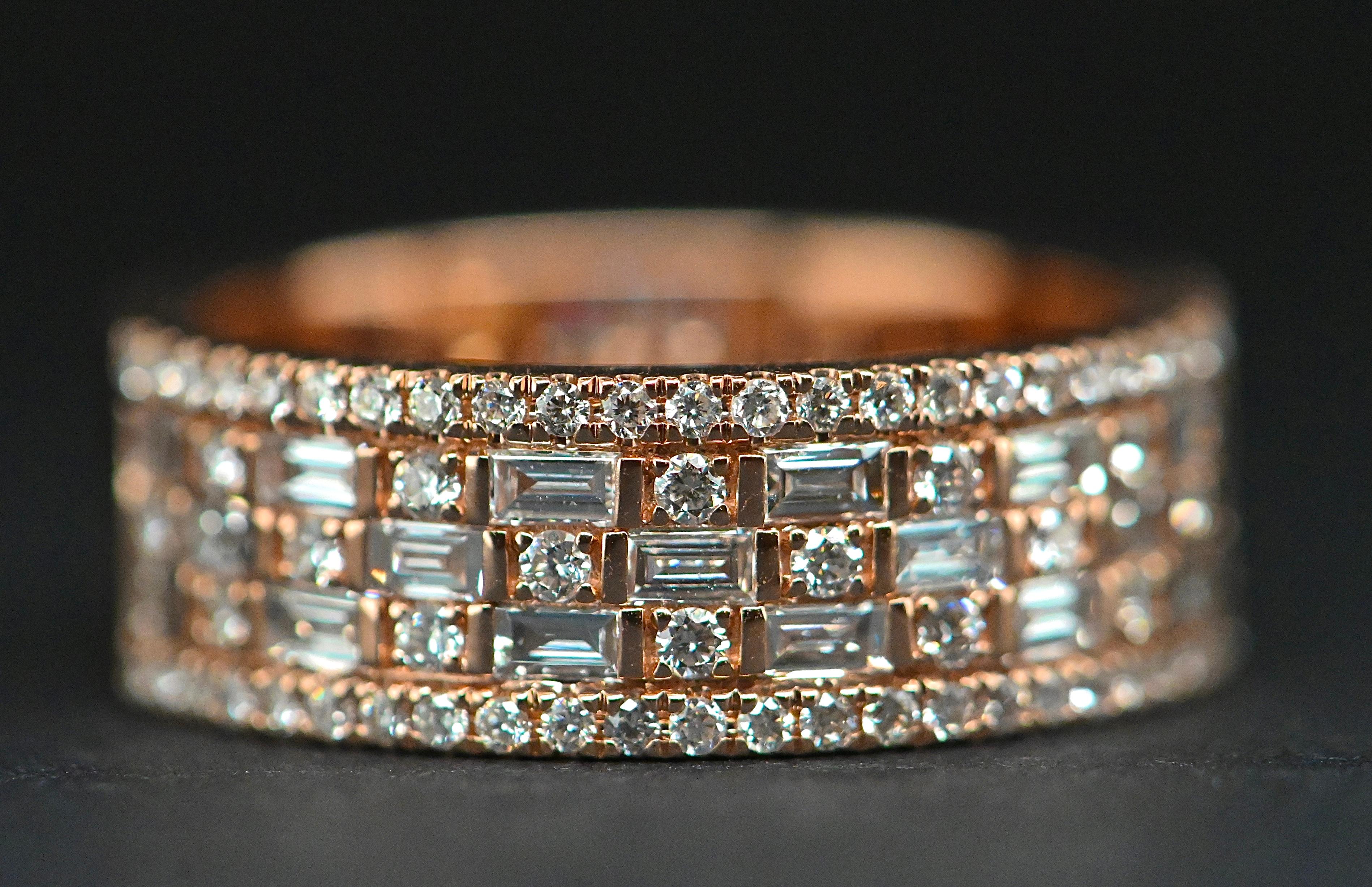 Artisan Ring In 18-Carat Pink Gold Set With 1.1-Carat G-VSI Certified Diamonds For Sale