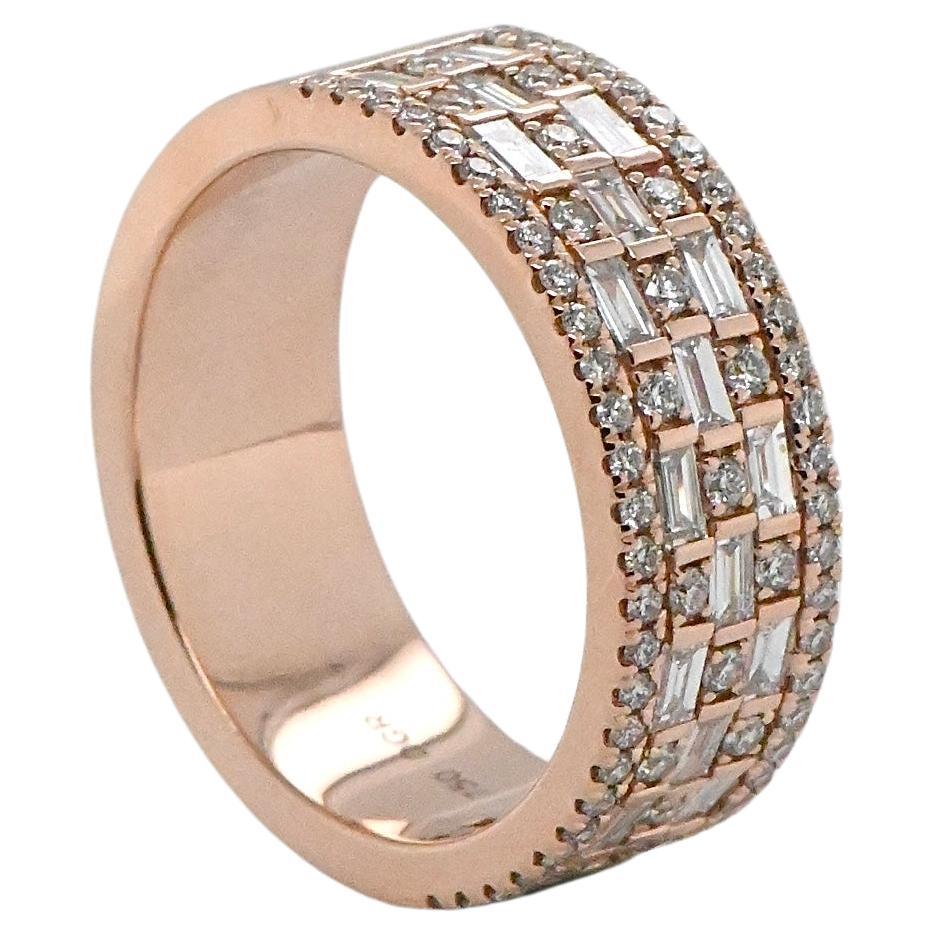 Ring In 18-Carat Pink Gold Set With 1.1-Carat G-VSI Certified Diamonds For Sale