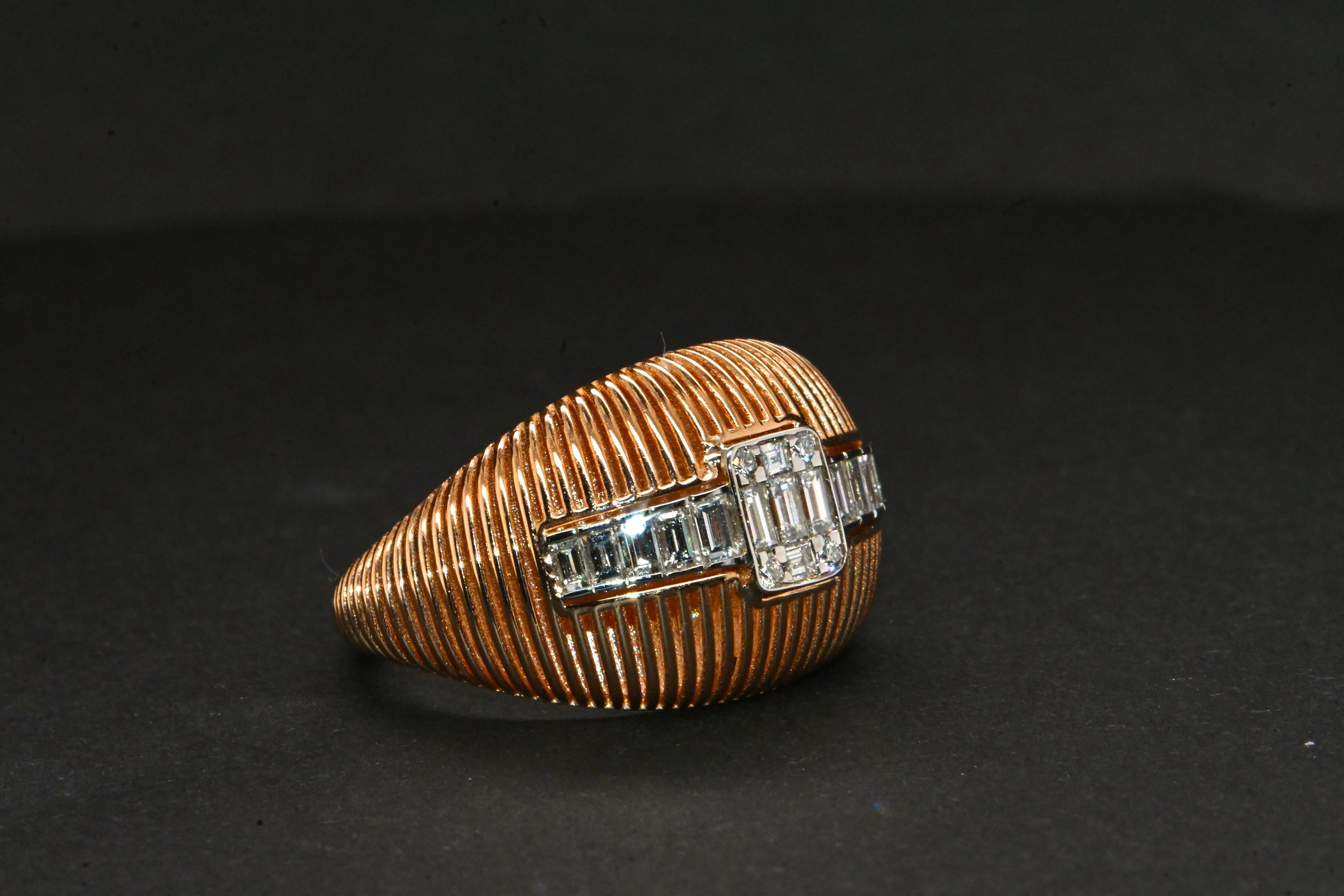 Modern Ring In 18-Carat Rose Gold With 0.60 Carat Diamond For Sale
