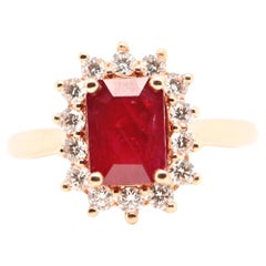 Ring In 18 Carat Yellow Gold Certified Pigeon Blood Ruby Ruby Diamonds