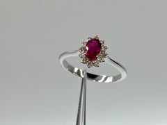 Ring in 18 Kt White Gold, Ruby and Brilliant Cut Diamonds
