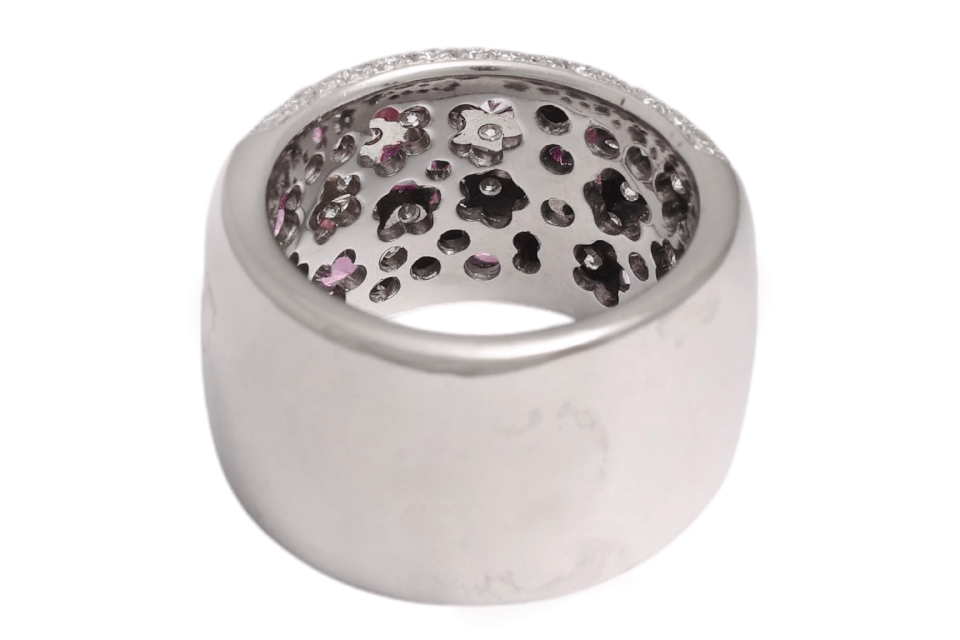 Anello in 18 kt. Oro bianco con 1,5 carati. Diamanti e 1,5 ct. Zaffiri rosa in vendita 5