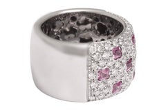 Ring in 18 kt. White Gold Set with 1.5 ct. Diamonds & 1.5 ct. Pink Sapphires