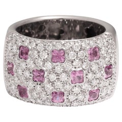 Ring aus 18 kt. Weißgold, besetzt mit 1,5 ct. Diamanten & 1,5 kt. Rosa Saphire