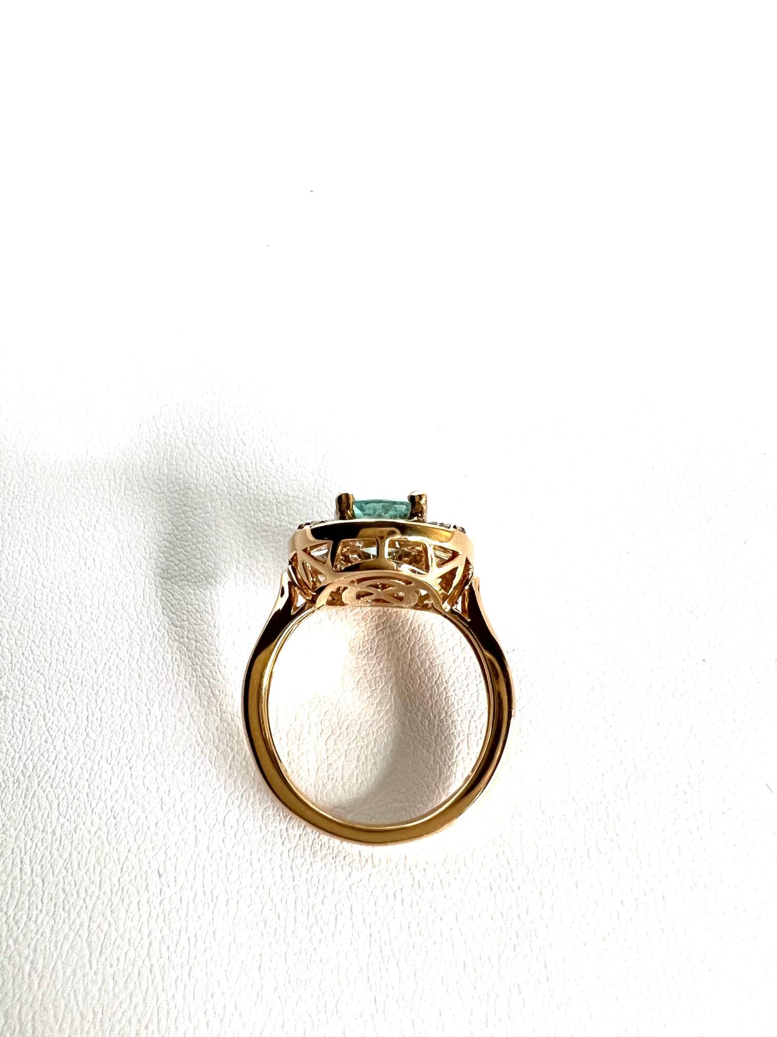 Ring in 18k Red Gold with Paraiba Tourmaline and Diamonds 1