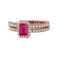 Ring in 18k Rose Gold with Ruby and Diamond