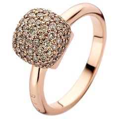 Anello in oro rosa 18kt con diamanti marroni