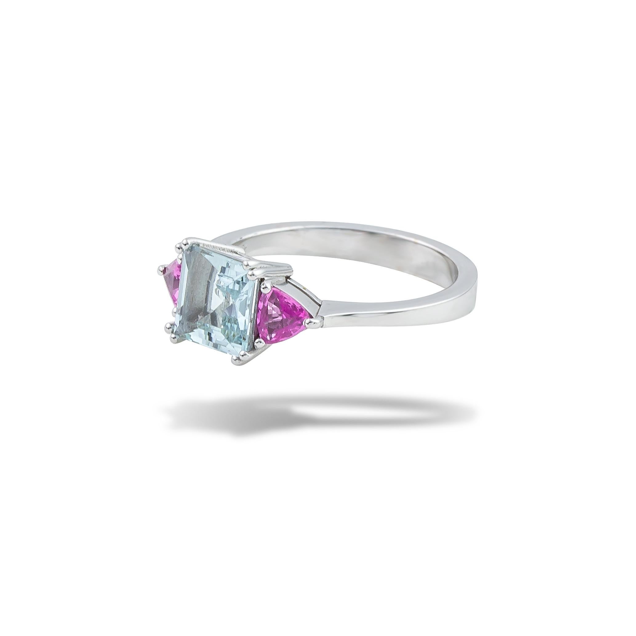 aquamarine and pink sapphire ring