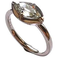 Ring in 750 Red Gold with Marquise Cut Diamond 