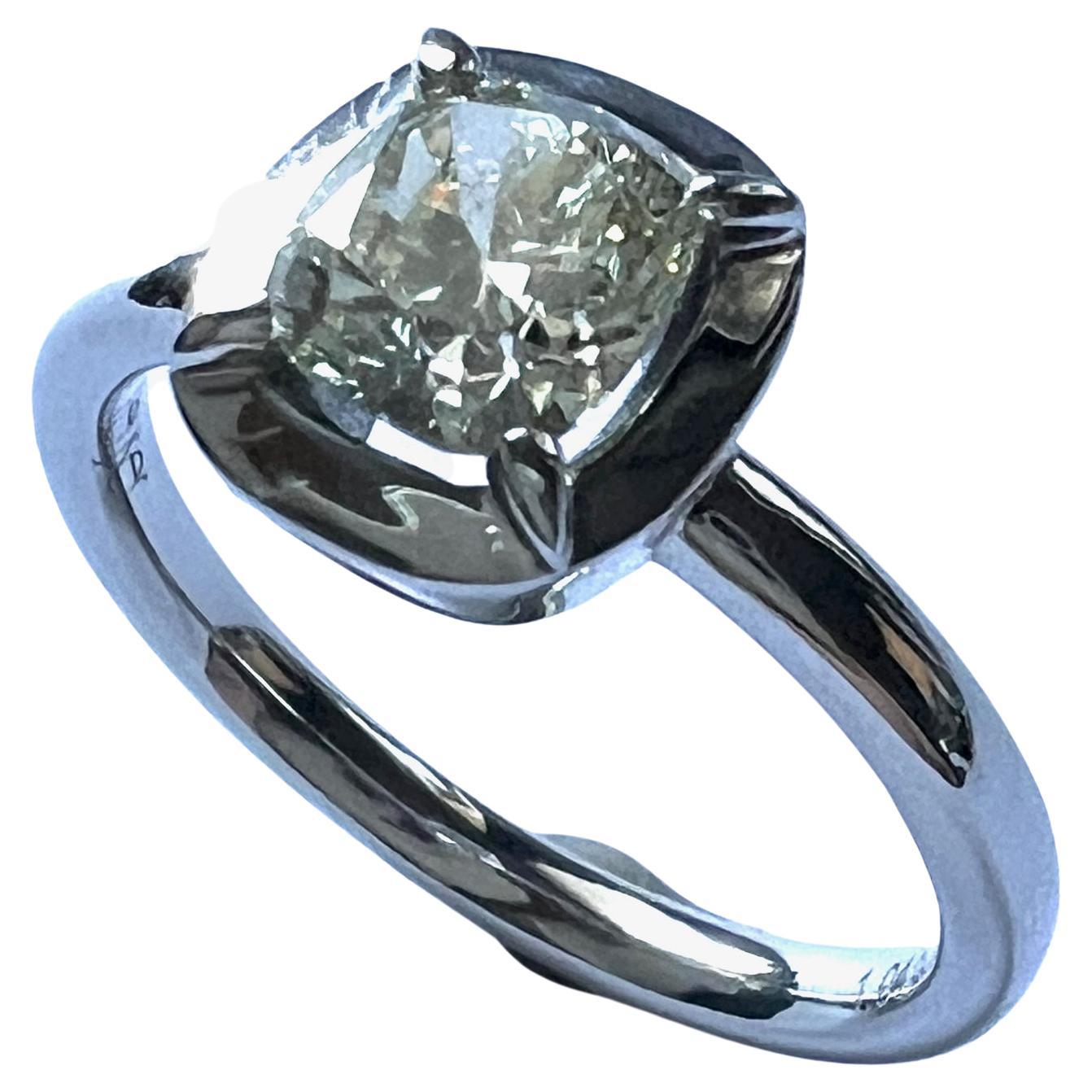 Ring in 950 Platinum with Vintage-cut Diamond  For Sale