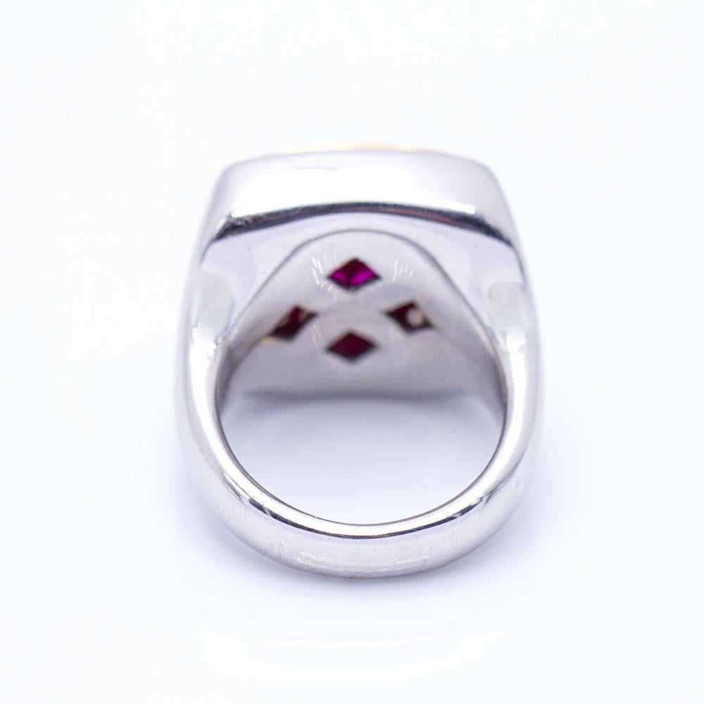 Women's or Men's Ring in Gold with Diamonds and Rubies  For Sale