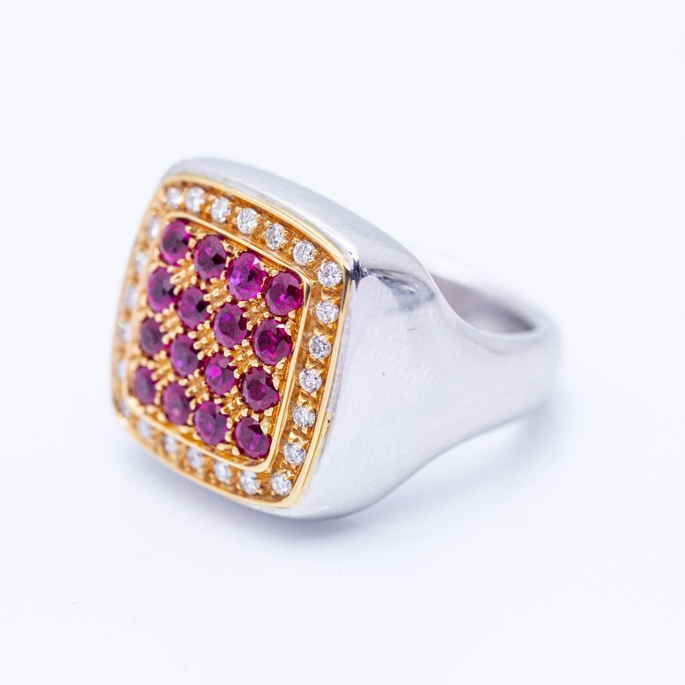 Ring in Gold with Diamonds and Rubies  For Sale 1