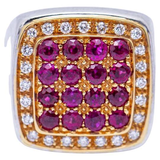 Ring in Gold with Diamonds and Rubies  For Sale