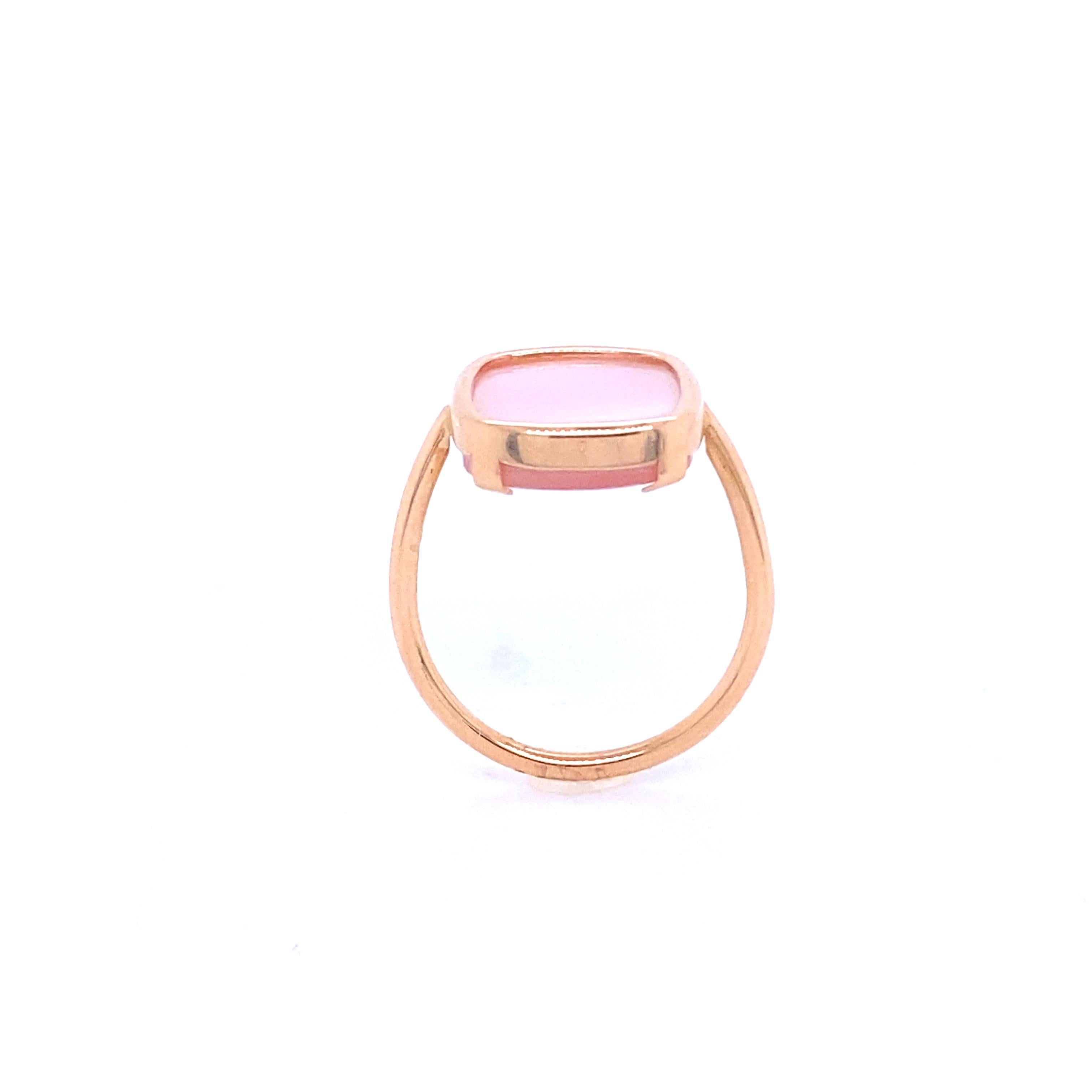 Artisan Ring in Pink Gold and Pink Mother-of-pearl For Sale