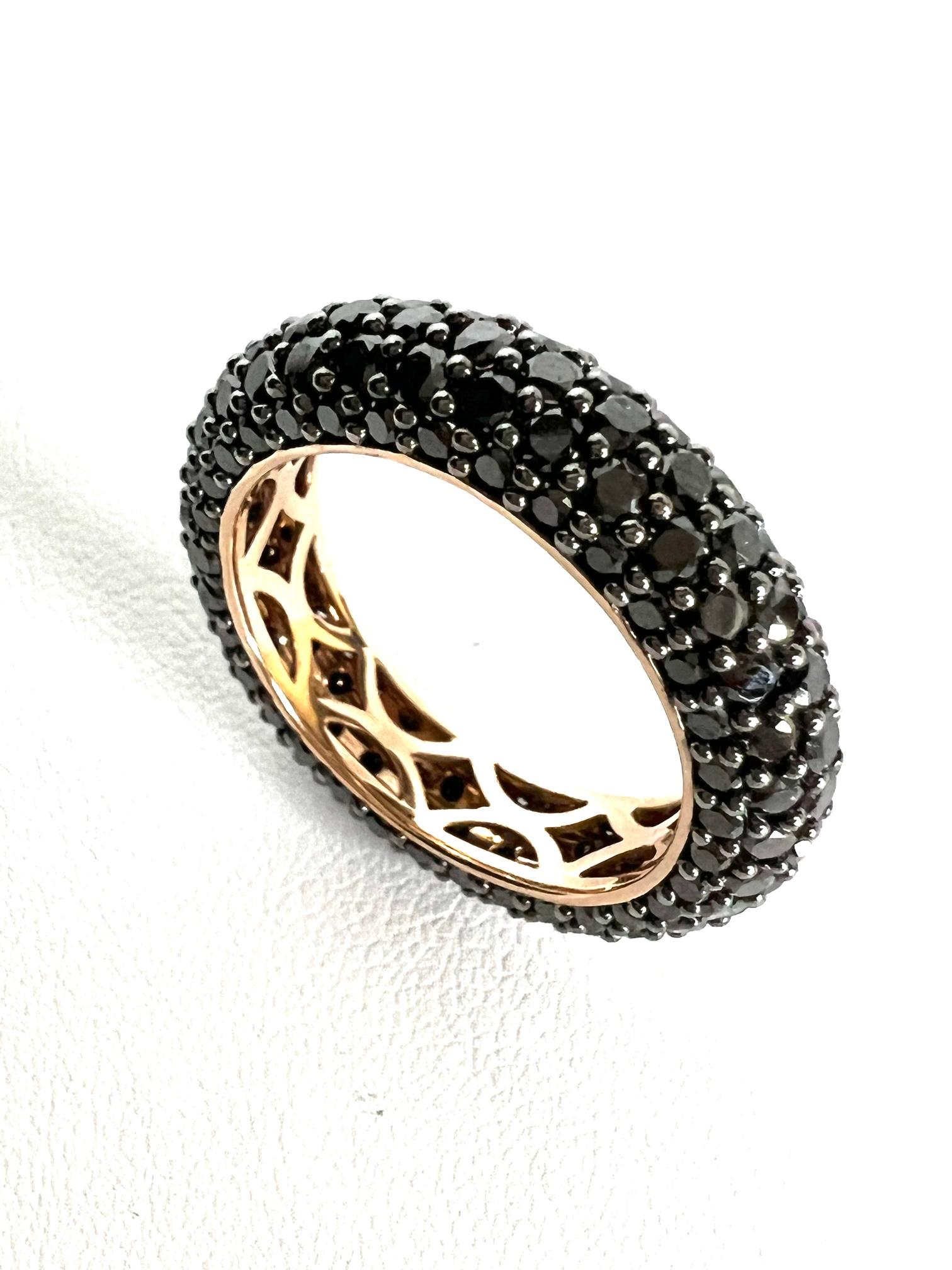 Ring aus Rotgold mit schwarzen Diamanten im Zustand „Neu“ im Angebot in Idar-Oberstein, DE