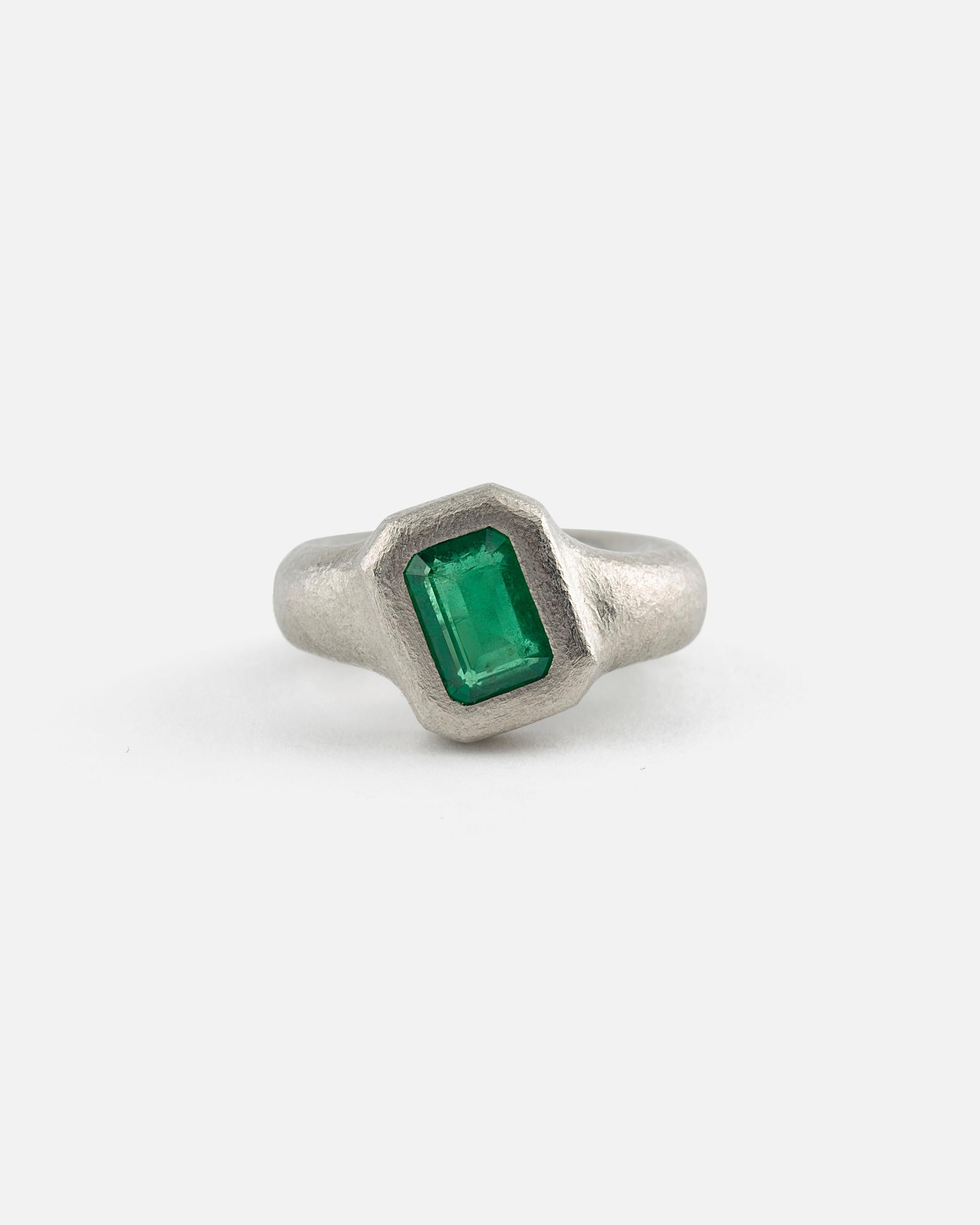 Emerald Cut Ring in Solid Platinum with Emerald For Sale