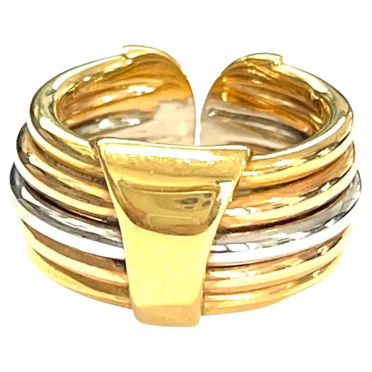 Ring in Three Colors Gold 18 Karat For Sale