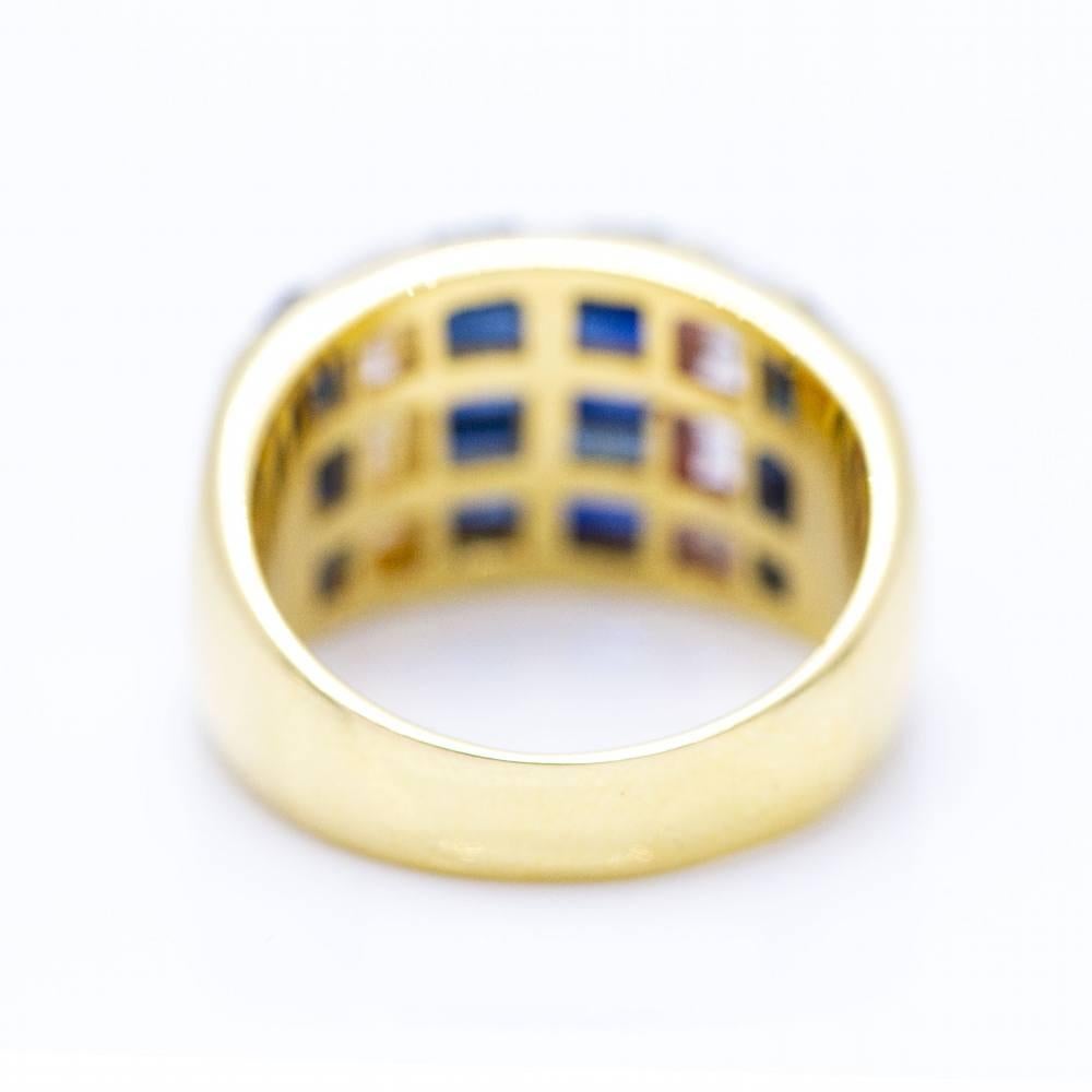 Ring in White Gold with Baguette Sapphires In New Condition For Sale In BARCELONA, ES