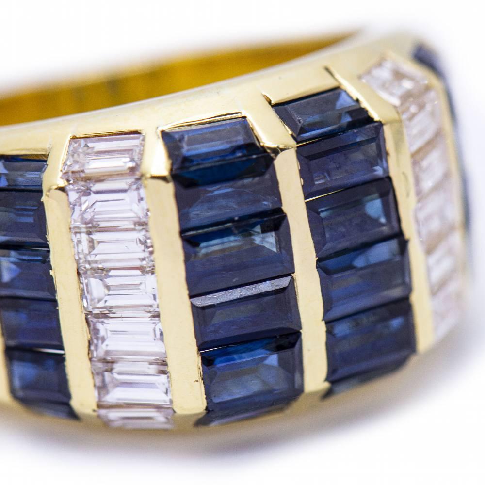 Ring in White Gold with Baguette Sapphires For Sale 1