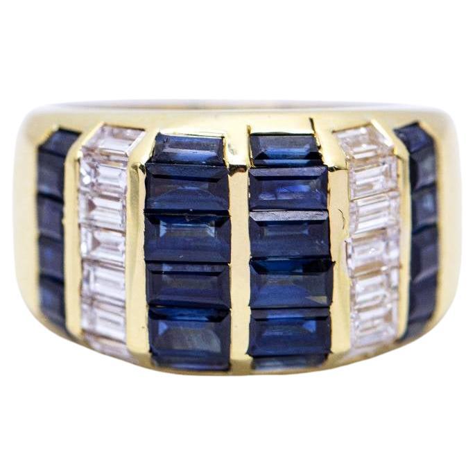 Ring in White Gold with Baguette Sapphires For Sale