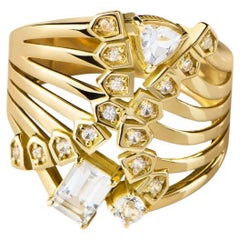 Ring in Yellow Gold, Praziolites and Sapphires