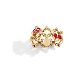 Ring in Yellow Gold with White Diamonds and Micromosaic