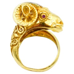 Ring Lalaounis goat's head gold ruby