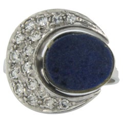 Ring Lapis Lazili and Diamond 14kt white gold