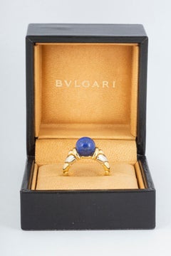 Bulgari Ring Yellow and White Gold with Lapis Lazuli Centre, Italian circa 1970
